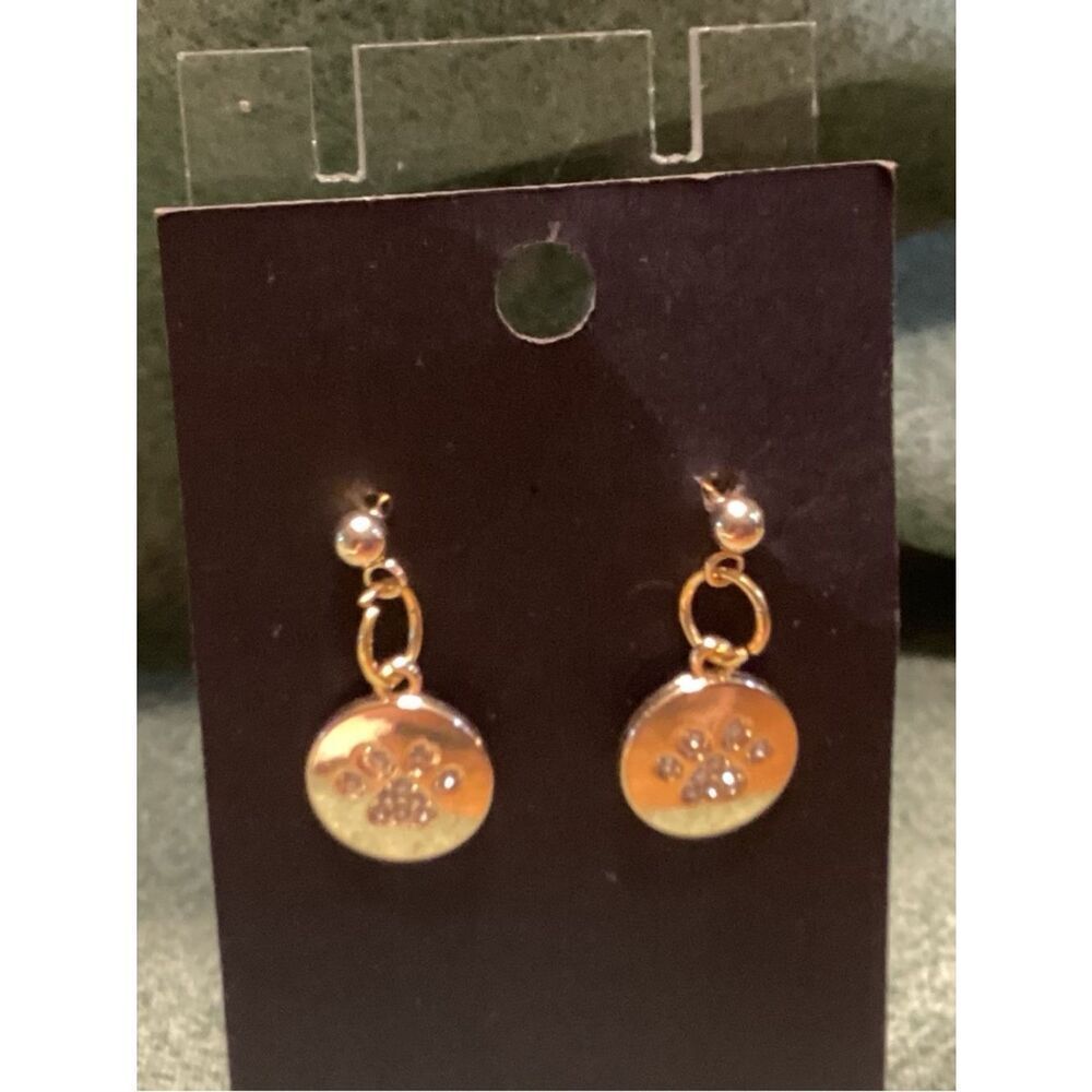 NWOT. Goldtone Paw Print Post and Back Pierced  Earrings